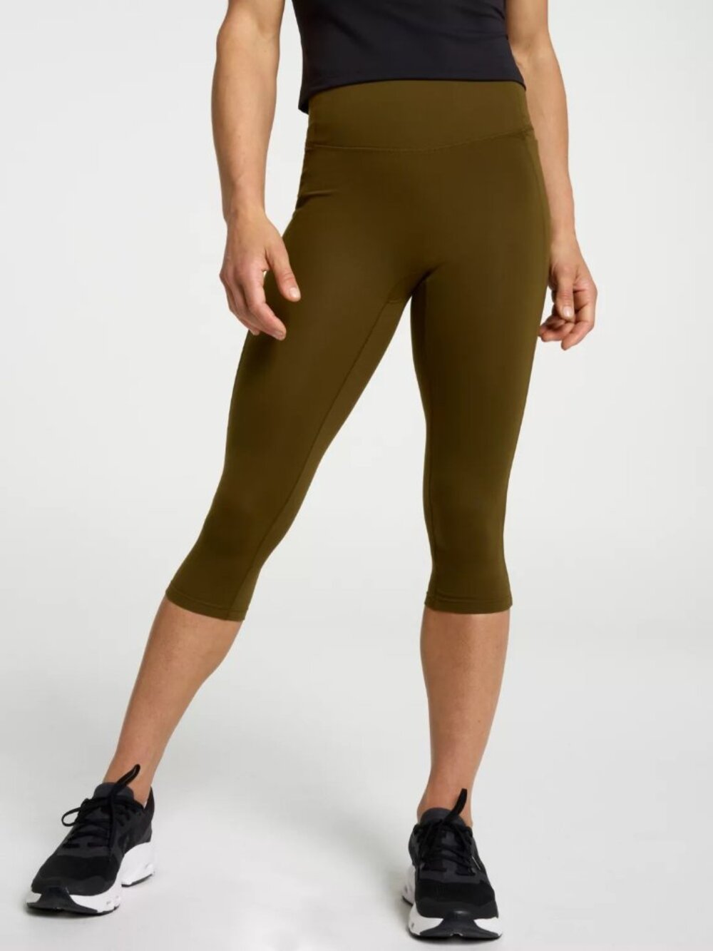 CALIA Women's Essential Knee Crop Legging - Color: Dark Khaki Olive